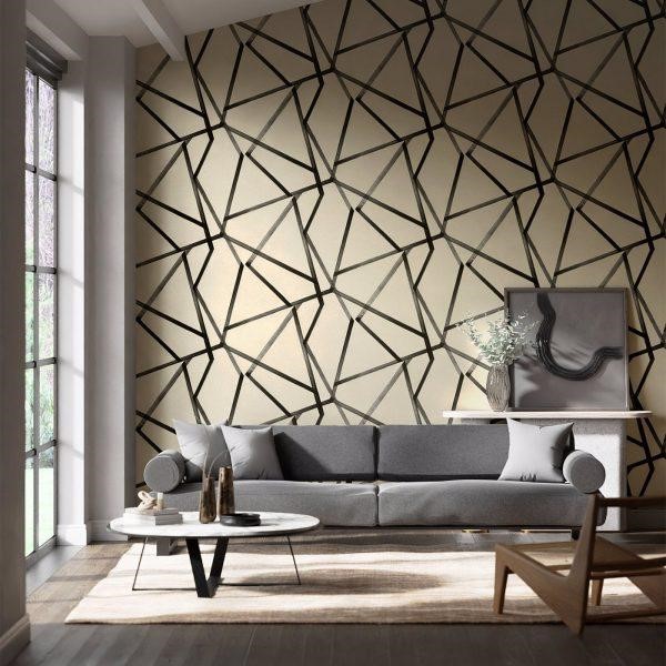 wallpaper with geometric shapes of diamonds and hexagons