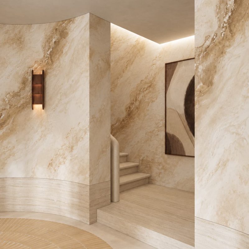 Travertine Drift Stair Foyer