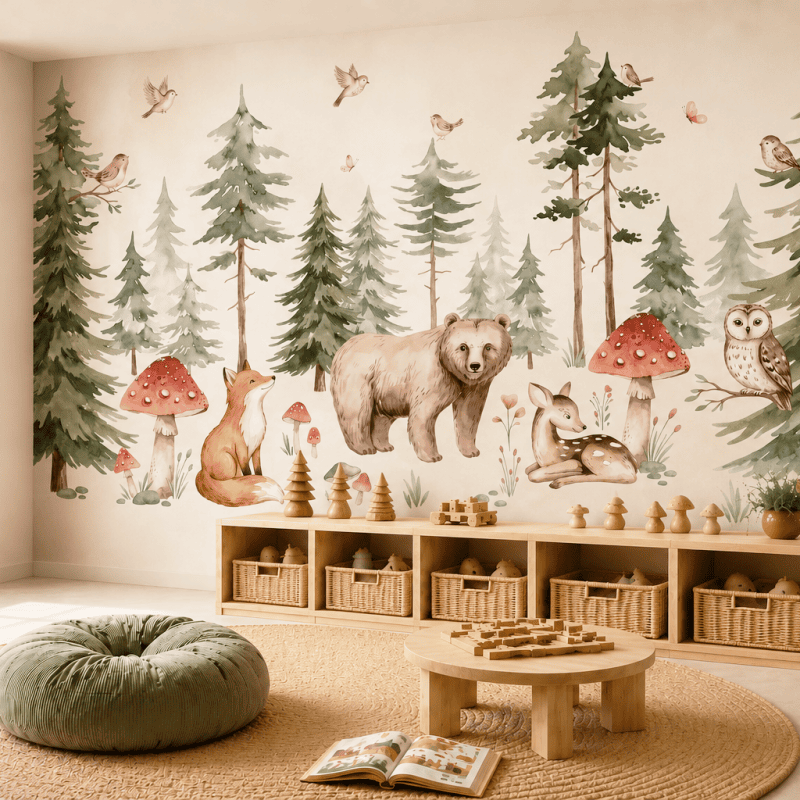 Gentle pine grove playing room