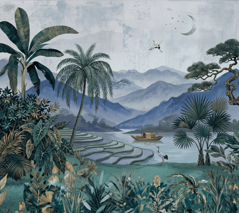 Indigo Mountain Dusk Customised Wallpaper
