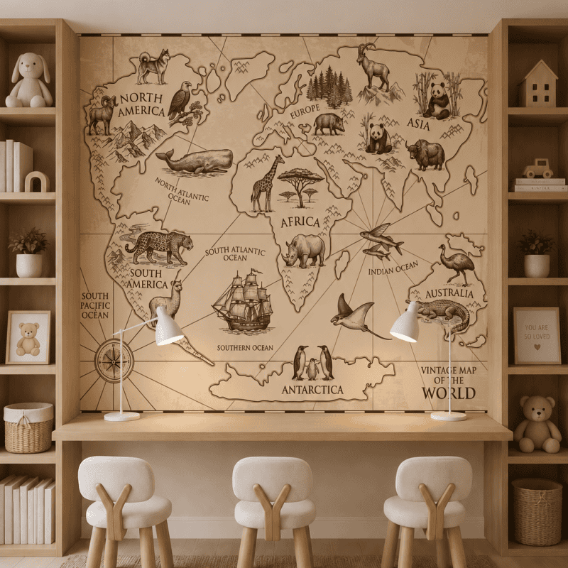 roam the globe kids study room