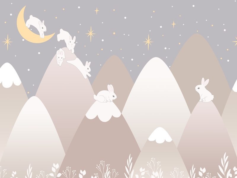 Illustration,For,Children.,Wall,Wallpaper,For,Kids.,Cute,Bunny.,Cute