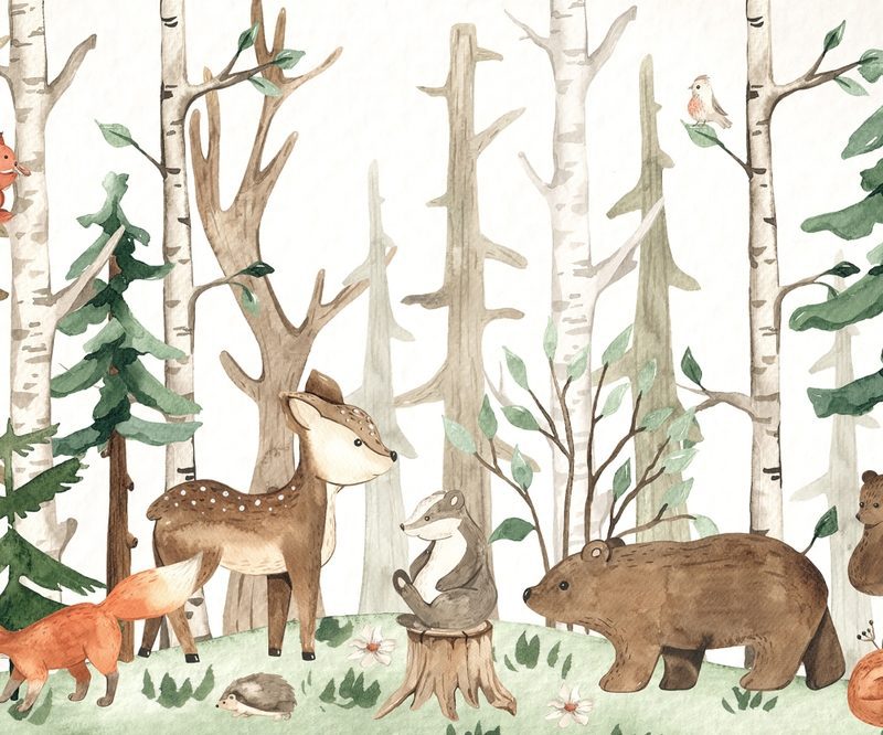 Cute,Forest,Animals,,With,Deer,,Bears,,Fox,,Hedgehog,,Badger,For