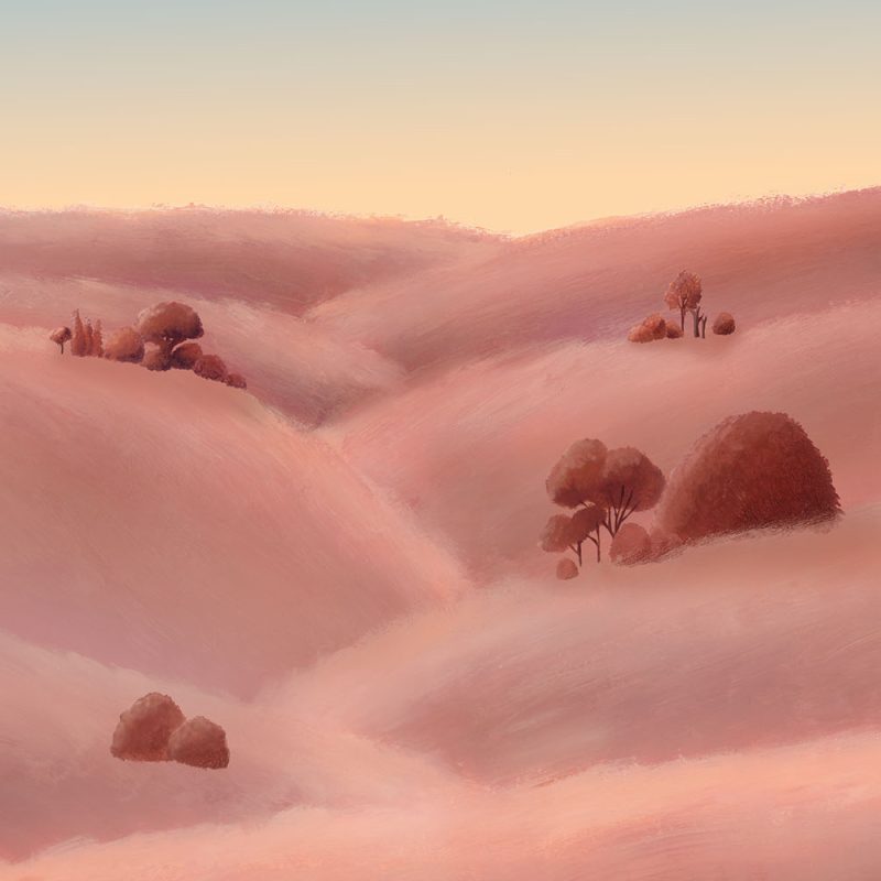 Aether Ascent Afterglow customisable wallpaper featuring soft morning hues and hand-painted acrylic brushstrokes, available at our Craft Axis wallpaper store for bespoke wallpaper Singapore.