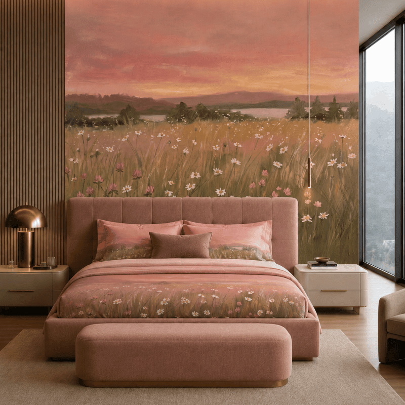 Dreamy pink sunset bedroom