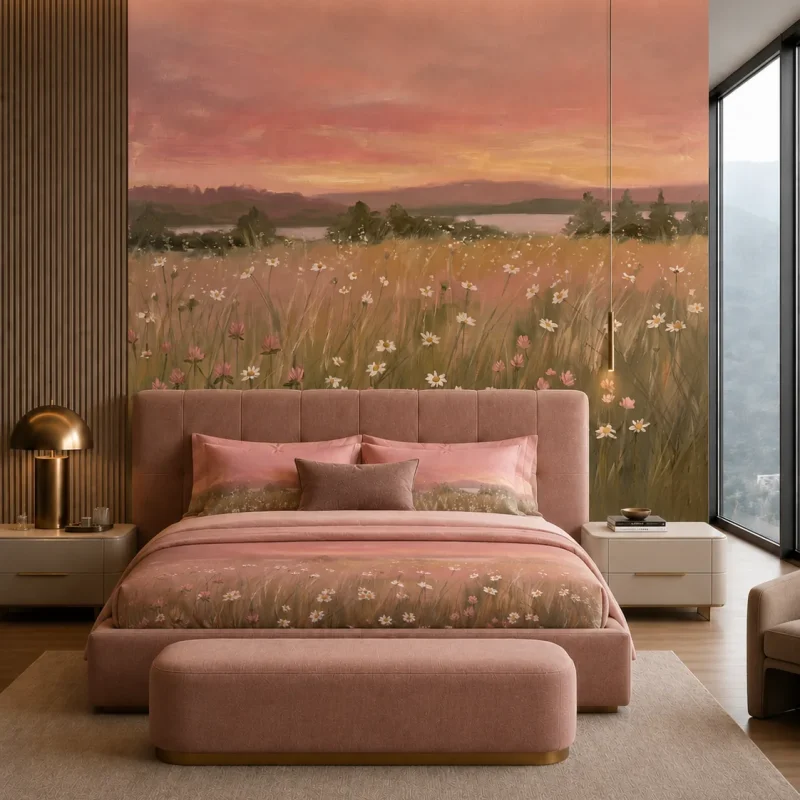 Dreamy pink sunset bedroom