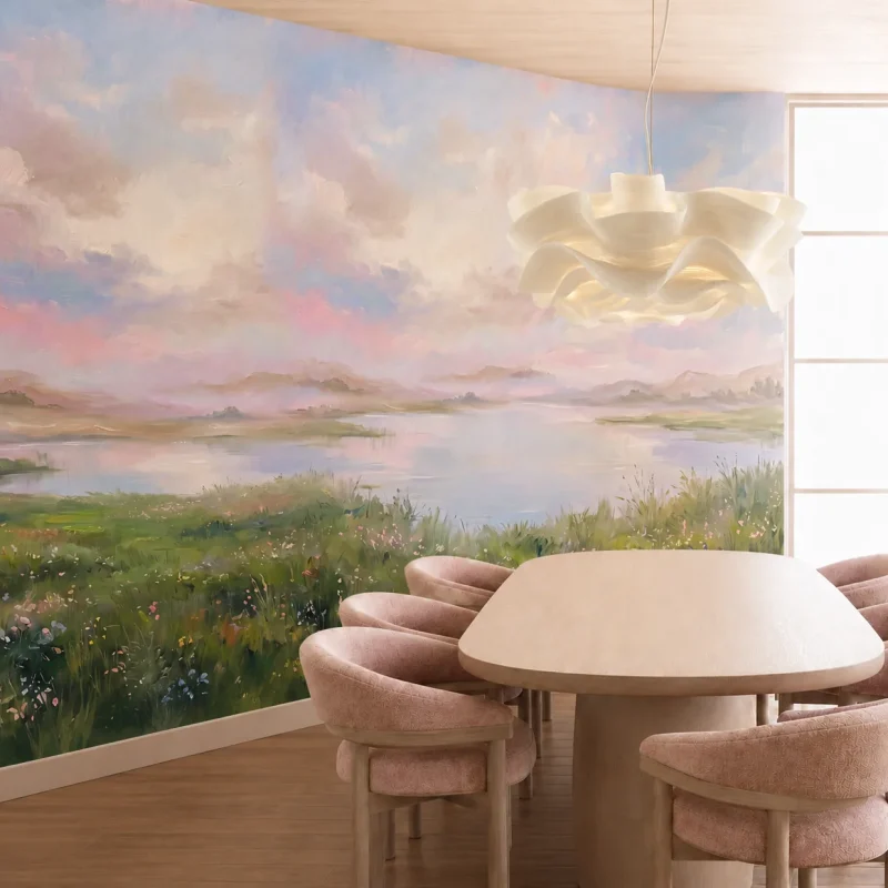Quiet lake horizon living room