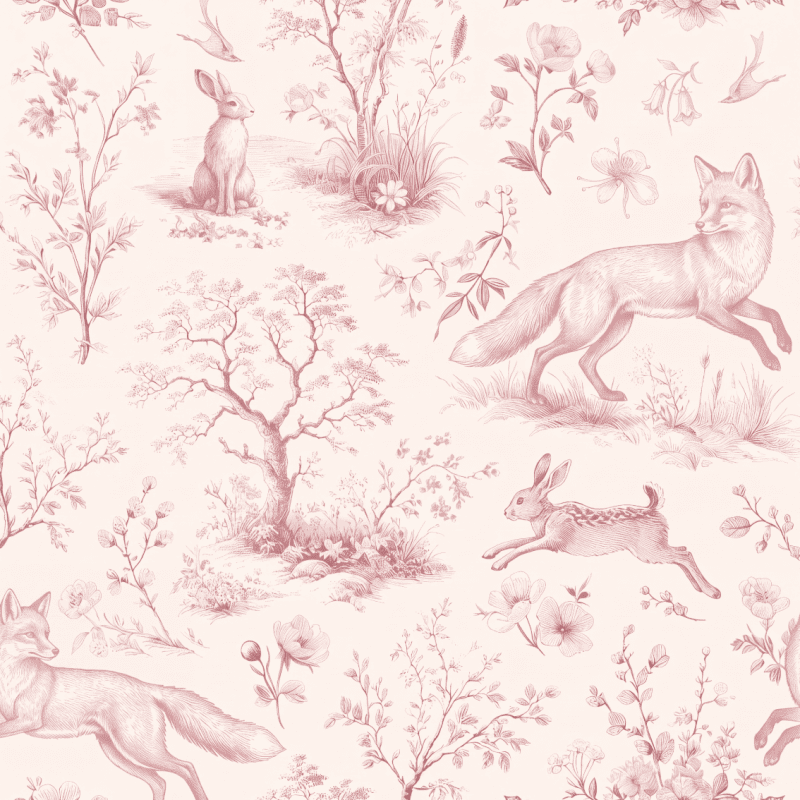Rose Fox and Hare Sylvan Toile