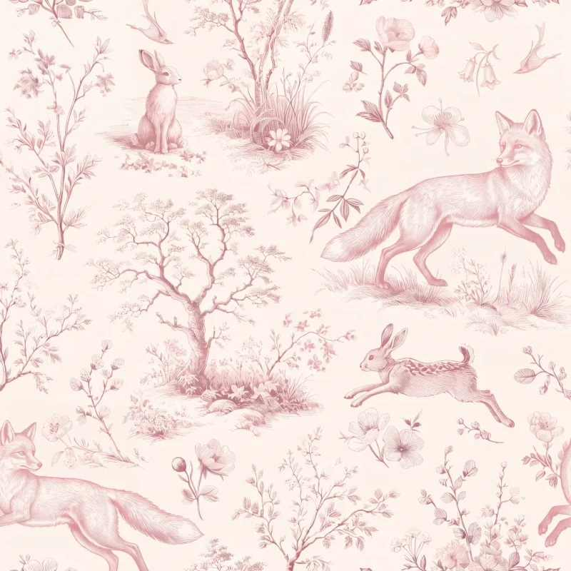 Rose Fox and Hare Sylvan Toile
