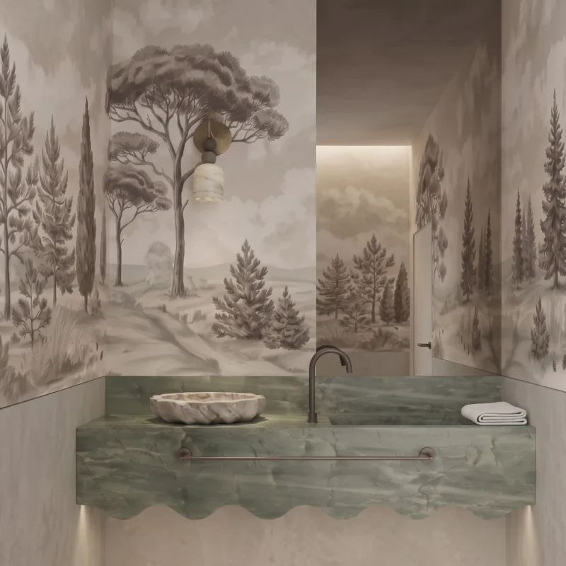 Etching Pines -Powder Room