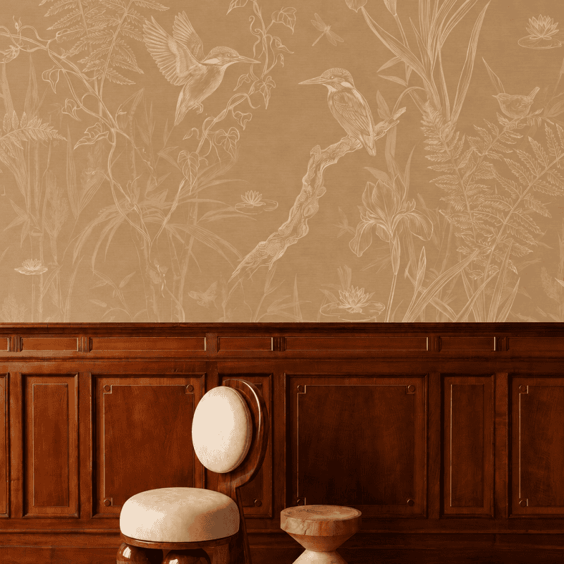 Gilded kingfisher & fern linen 2