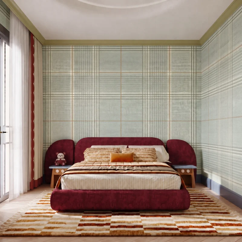 Morning Plaid Dune kid's bedroom