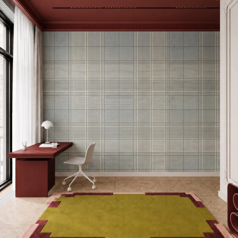 Morning Plaid Sage study room