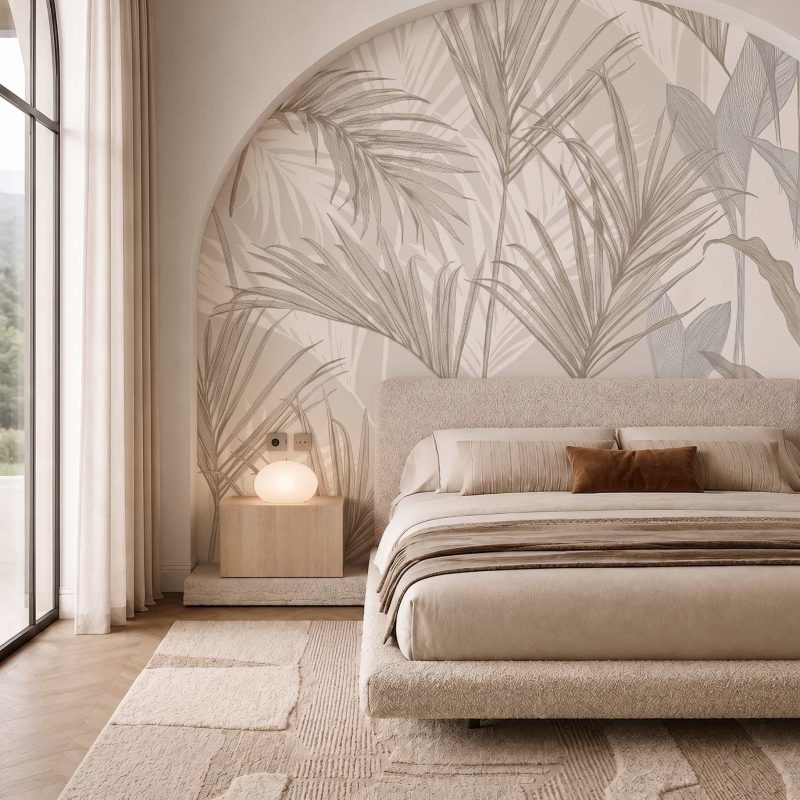 Neutral Etched Fronds bedroom