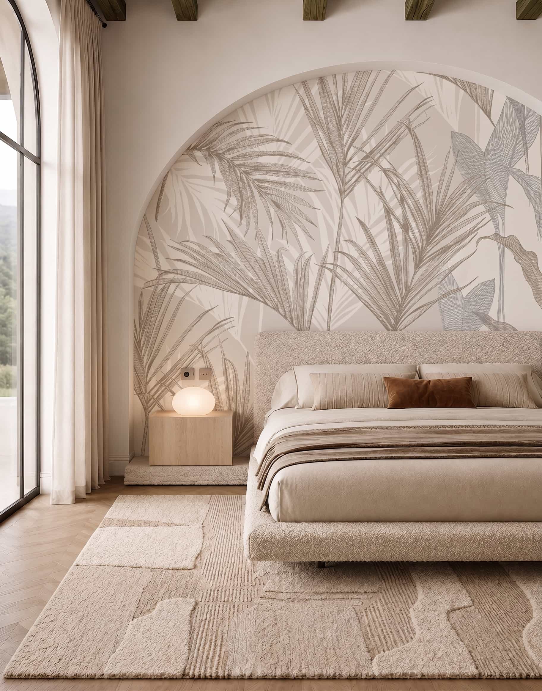 Neutral Etched Fronds bedroom