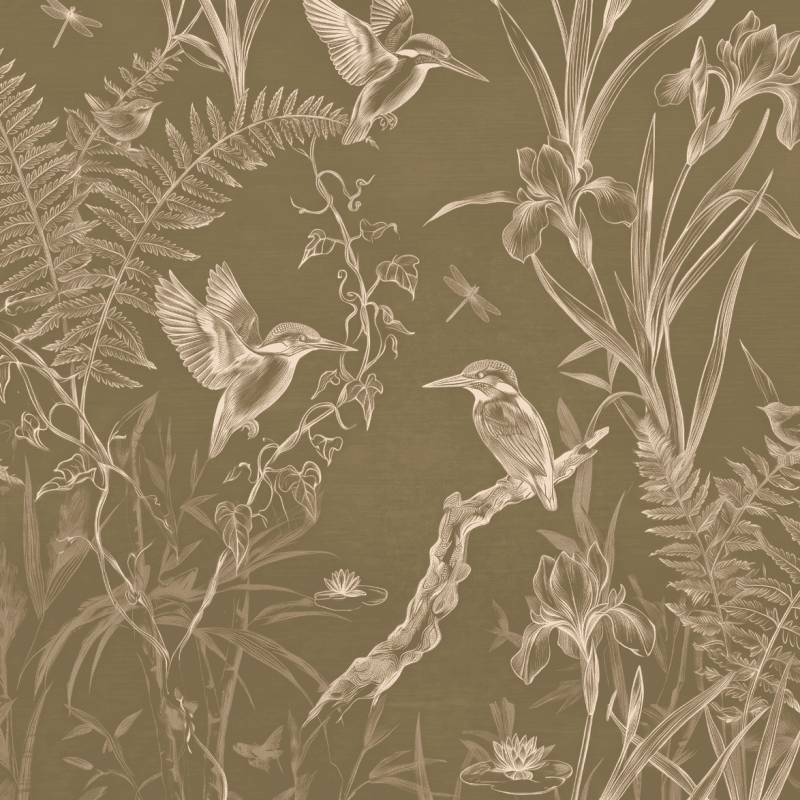 Gilded Kingfisher & Fern Olive