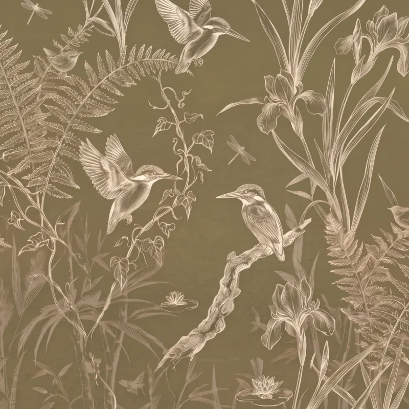 Gilded Kingfisher & Fern Olive