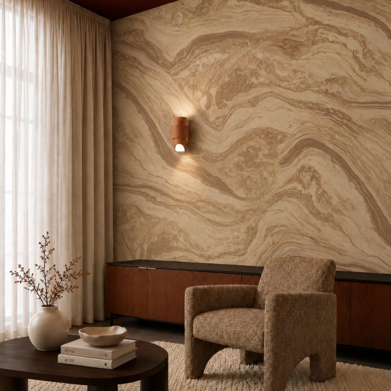 Terracotta Travertine brown living room