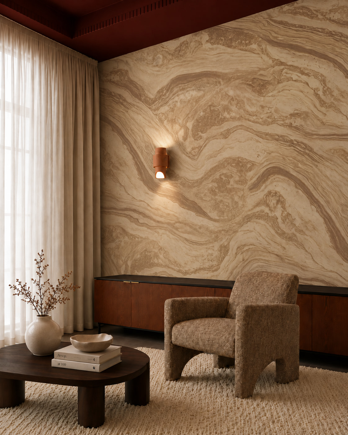 Terracotta Travertine brown living room