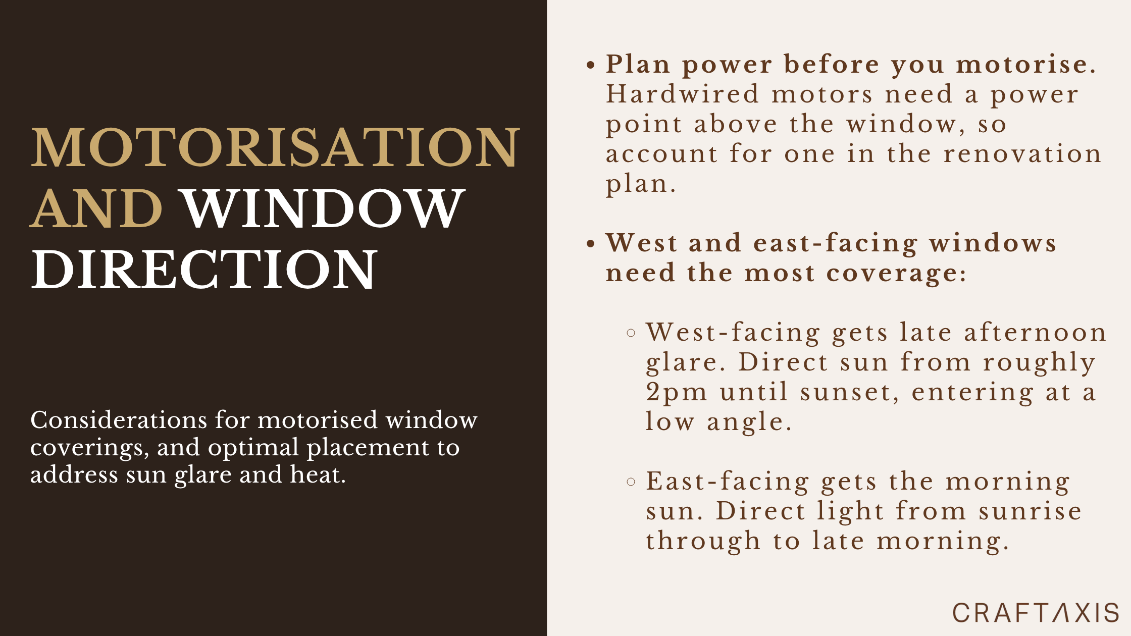Motorisation and Window Direction